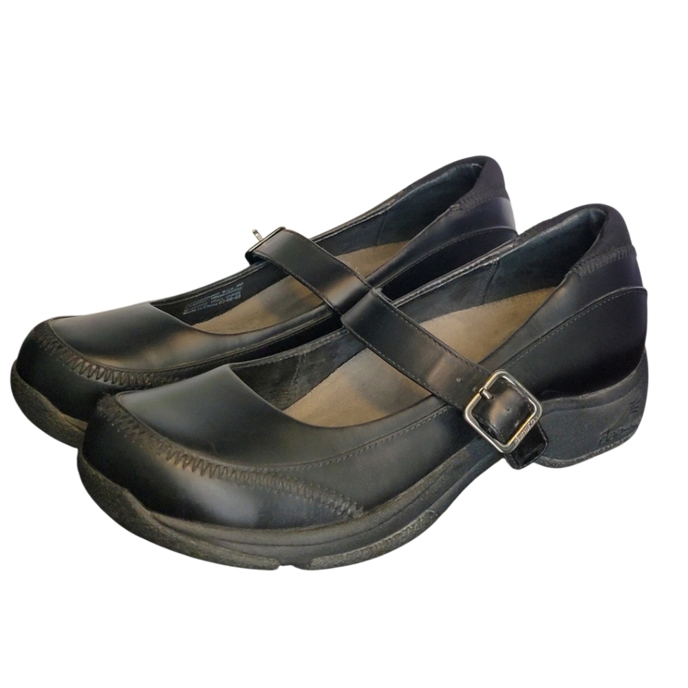 Dansko Kate Mary Jane Shoes Black‎ Leather Size 40, US 9.5-10